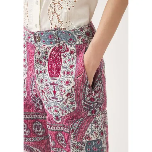 Antik Batik Quilted Cotton Voile Paisley Tajar Ankle Cargo Pants Trousers S 38