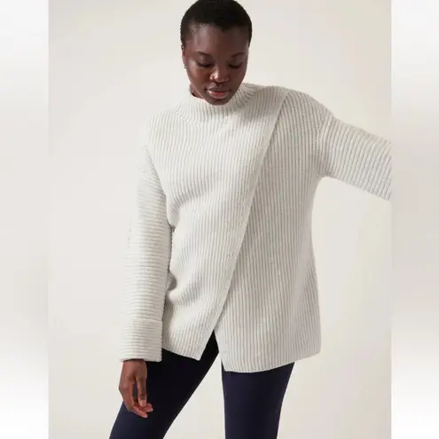 Athleta  Azalea Sweater Crossover Cashmere Wool Blend Fog Grey Heather Size S thumbnail 13