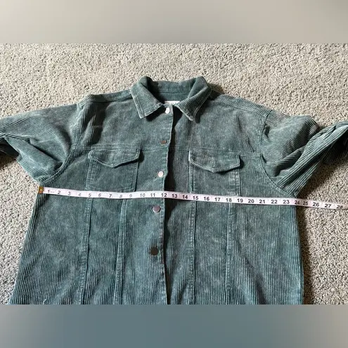 POL  Corduroy Raw Hem Vintage Wash Button Up Green/Teal Jacket Size L Boho thumbnail 4