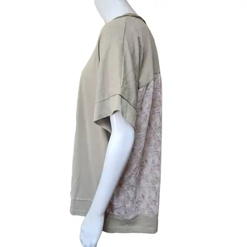 White Birch Tan & Cream Floral Patterned Sheer Back Blouse (S)