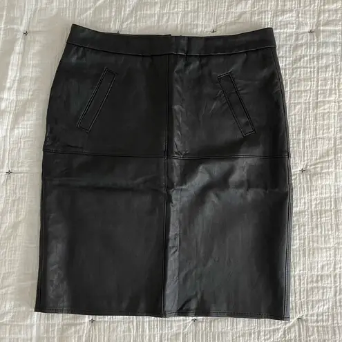 CAbi  Fleather Faux Vegan Leather Pencil Skirt in Black Size 6 #509