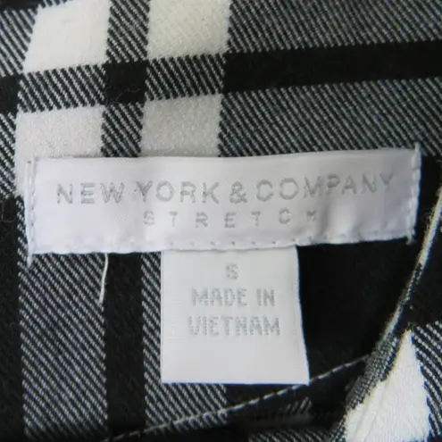 New York & Co. Preppy Black & White Plaid Dress Short Sleeves Small