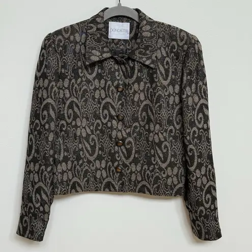 Doncaster Women's Black Metallic Floral Cropped Blazer