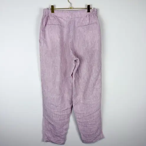 Poetry High Twist Linen Tapered Trouser Pale Pink Gingham Pant Lagenlook Size 6