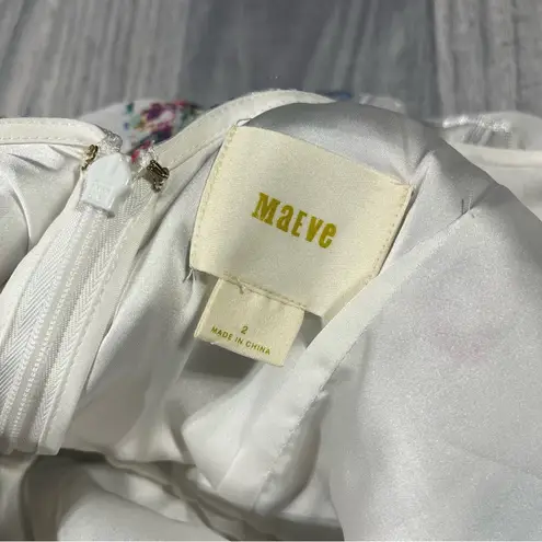 Maeve Anthropologie White Shimmer Floral Dress; 2P Women’s