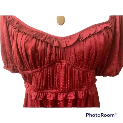 ✨dRA Lola Dress Midi Bohemian Sweetheart Neckline✨ Red Size L