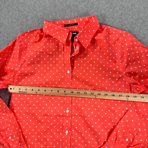 Lands' End No Iron Supima Button Down Shirt Women's 12 Watermelon Sorbet Print Pink