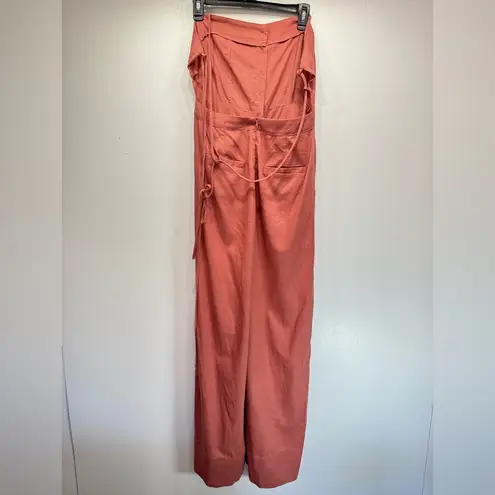e.issue Rose Mauve Linen Cotton Wide Leg Pantsuit Romper Strappy Back Pockets Size L