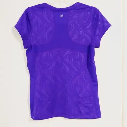 Tek Gear  Purple Patterned V Neck Athletic T-shirt