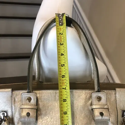 Chloé CHLOE Eclipse Oversized Ivory Metallic Tote Shoulder Bag w/ Exterior Zip Pockets