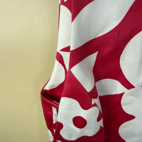 Luca Luca Dress Size 10 Red and White Floral Cotton Sheath Made in Italy