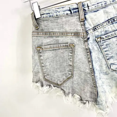 Vibrant Miu Acid Washed Hi Rise Distressed Denim Shorts