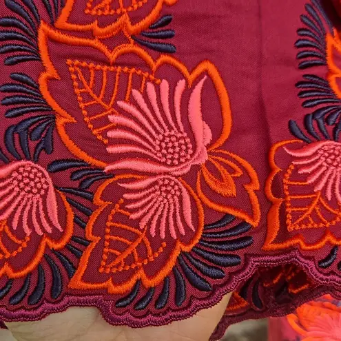 Stella McCartney Red and Orange Floral Embroidered Pants Size 38 NWT