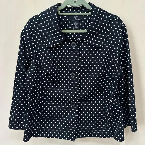 Nina Leonard LENNY FOR , black with white polka dots jacket blazer Size 14
