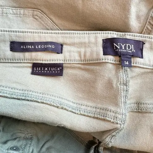 NYDJ Alina Ankle Raw Hem Denim Leggings Lift Tuck Bamboo 14