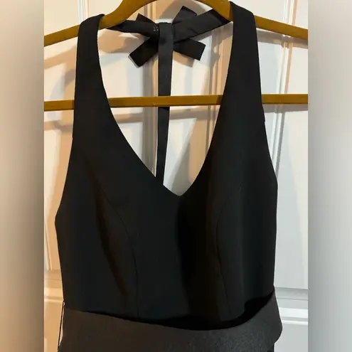 Vera Wang White Black Cocktail Halter Drop Waist Mini Dress with Bow Detail Size 0