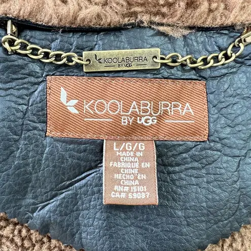 Koolaburra by Ugg Motorcycle Shearling Jacket Womens Large Black Brown Cozy Warm