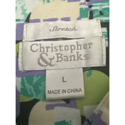 Christopher & Banks  Abstract Stretch Button Up Jacket Size L