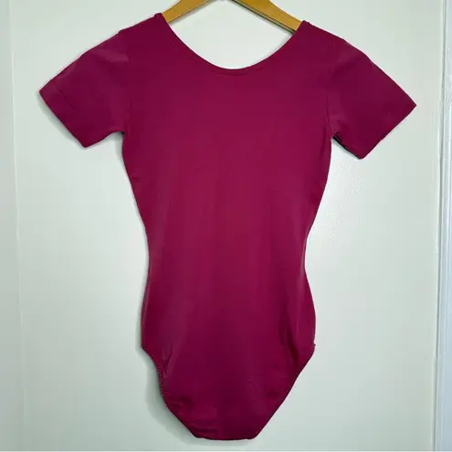 Vintage 70s Bodysuit Pink Magenta NO Size Homemade? Short Sleeve Approx Small