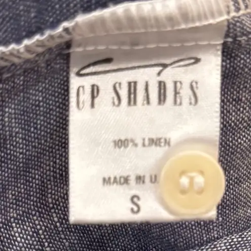 CP Shades 100% Linen Sleeveless Shift Dress Blue Small Luxury Minimalist USA