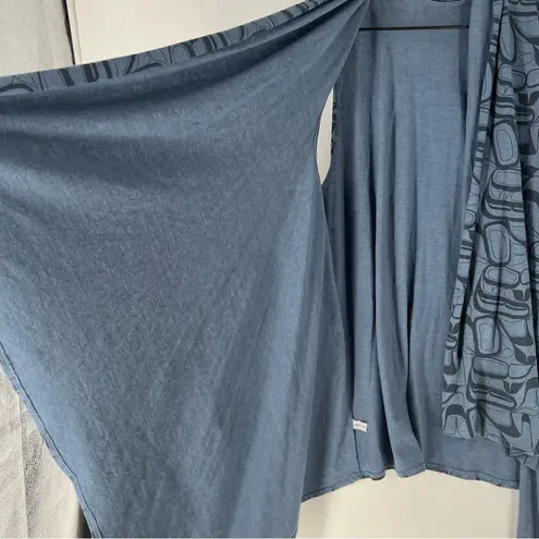 Wild Coast Blue Stretch Knit Open Front Sleeveless Draped Cardigan Shark Bite Size L