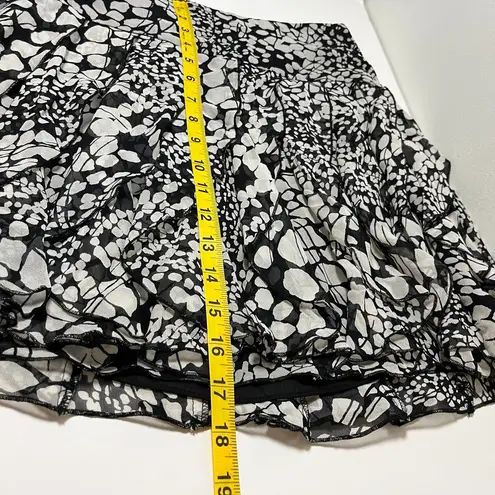 INC 100% Silk Ruffle Mini Skirt Black White Size 0 Fairy Romantic Y2K Flirty