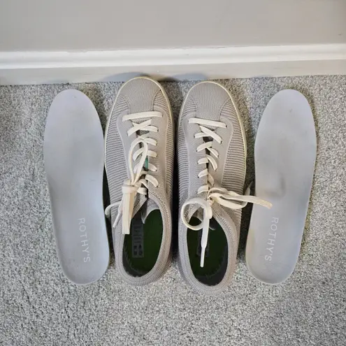 Rothy's The Lace Up Gray Sneakers Shoes Size 10