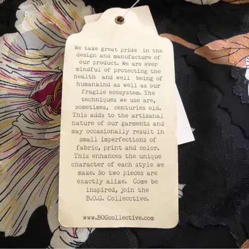 Band of Gypsies BOG Collective NWT Black Cream Foil Floral Slip Midi Skirt SZ XS