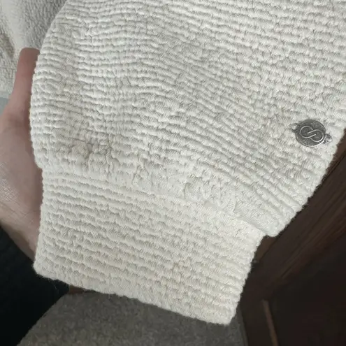 NEW Calia Womens XL 1/4 1/2 Zip Pullover Cream Textured Oversized Athleisure