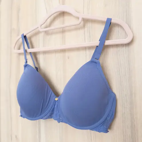 Natori Womens Bra Size 38C Purple Lace Push Up Underwire Minimalist Soft Chic