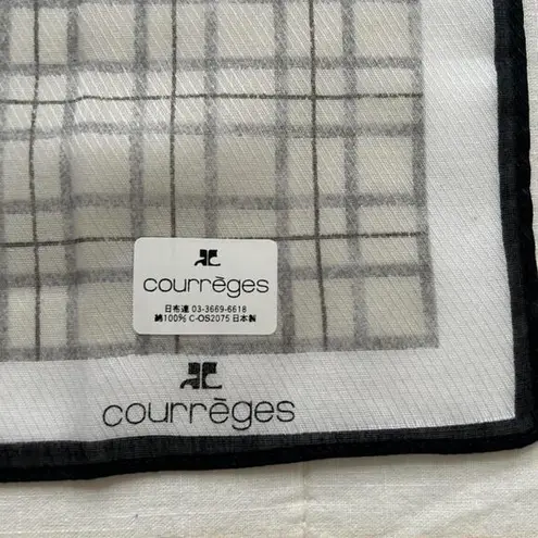 Courreges Grey and Black Plaid Striped Woven Bandana Gray