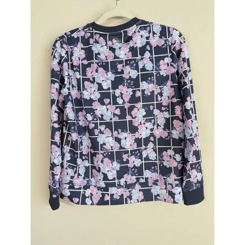 Peter Millar Golf Birdie Sport Top Womens Sweatshirt Size S Pullover Navy Floral