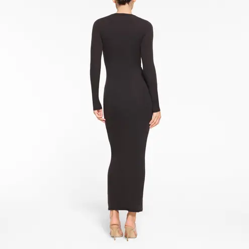 SKIMS Fits Everybody crew Neck long sleeve Dress, BLACK, X-Small, $88