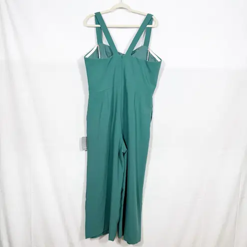 Gal Meets Glam Collection Nicole Sweetheart Square Neck Jumpsuit Green Wide Leg