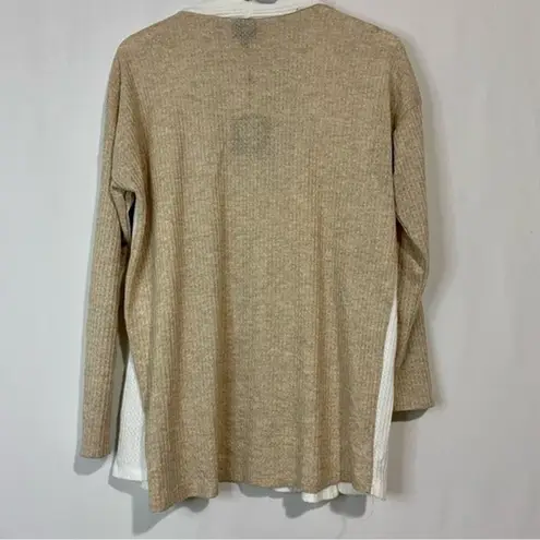 Bobeau Women’s Open Front Two Tone Cardigan Ivory & Oatmeal Size Medium NWT