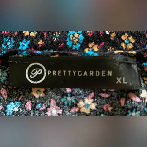 PRETTYGARDEN floral ditzy maxi dress short flutter sleeves v-neck NEW size XL