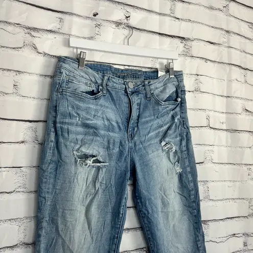Seven7 Boyfriend Jeans Distressed Light Wash Women’s 14 Mid Rise Blue Capri Y2K