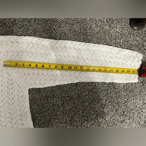 New Maggie Sweet 2 piece white knit tank top, long sleeve button up cardigan L Size L