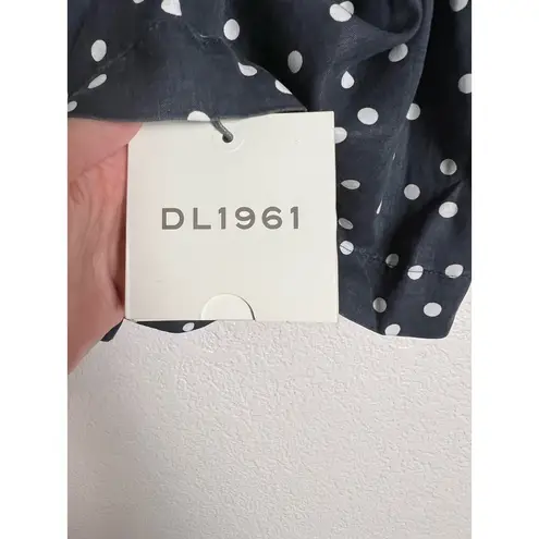 DL1961 Dennet Tie-Strap Polka-Dot Print Ruffled Cropped Tank Top Size Medium