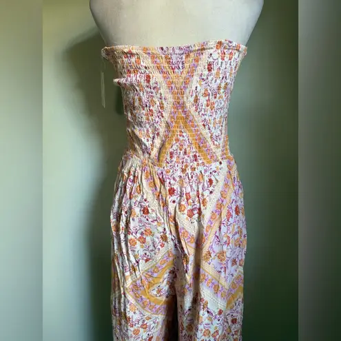SO Floral Strapless Jumpsuit - purple‎ orange  boho cottagecore Y2K Flowy xl fall