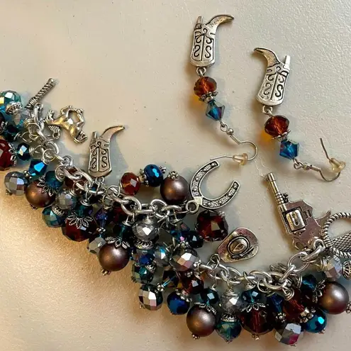 Cowgirl Up Glitzy Charm Bracelet & Earring Set Sparkle n Shimmer