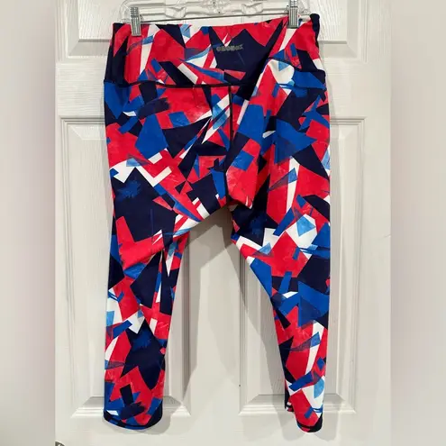 🎄Ododos Geometric Print Leggings Red Size 2X