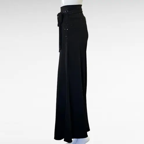 Clara Sun Woo Black Sequin Tie Side Wide Leg Palazzo Pants Size Medium