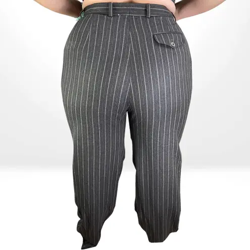 00s BERNARD ZINS Vintage Brown Pin Stripe Straight Leg Dress Pants Size 14