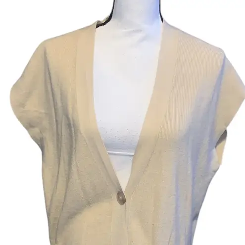 Downeast Cream Sleeveless Cardigan Sweater Ribbed Loose
