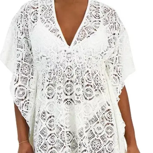 Miken Swim or bathing suit lace coverup or robe, size Large in beige.