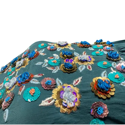 • Label Ritu Kumar Green Blue 3D
Floral Embroidered Viscose Maxi
Dress
S