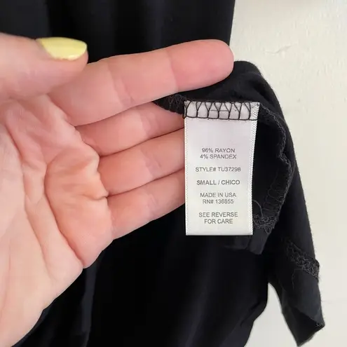 West Kei Blouse Top Black Floral Patchwork Sleeves Red Flowers Women’s Size S