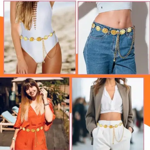 Vintage Style Layered Gold Chain Belt Dress Sweater Belt Womens Accessories