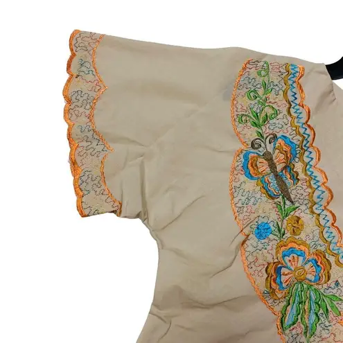 Floral Embroidery Tunic Festival Asian Mexican Hippie Boho Chic Artisan Top Size undefined